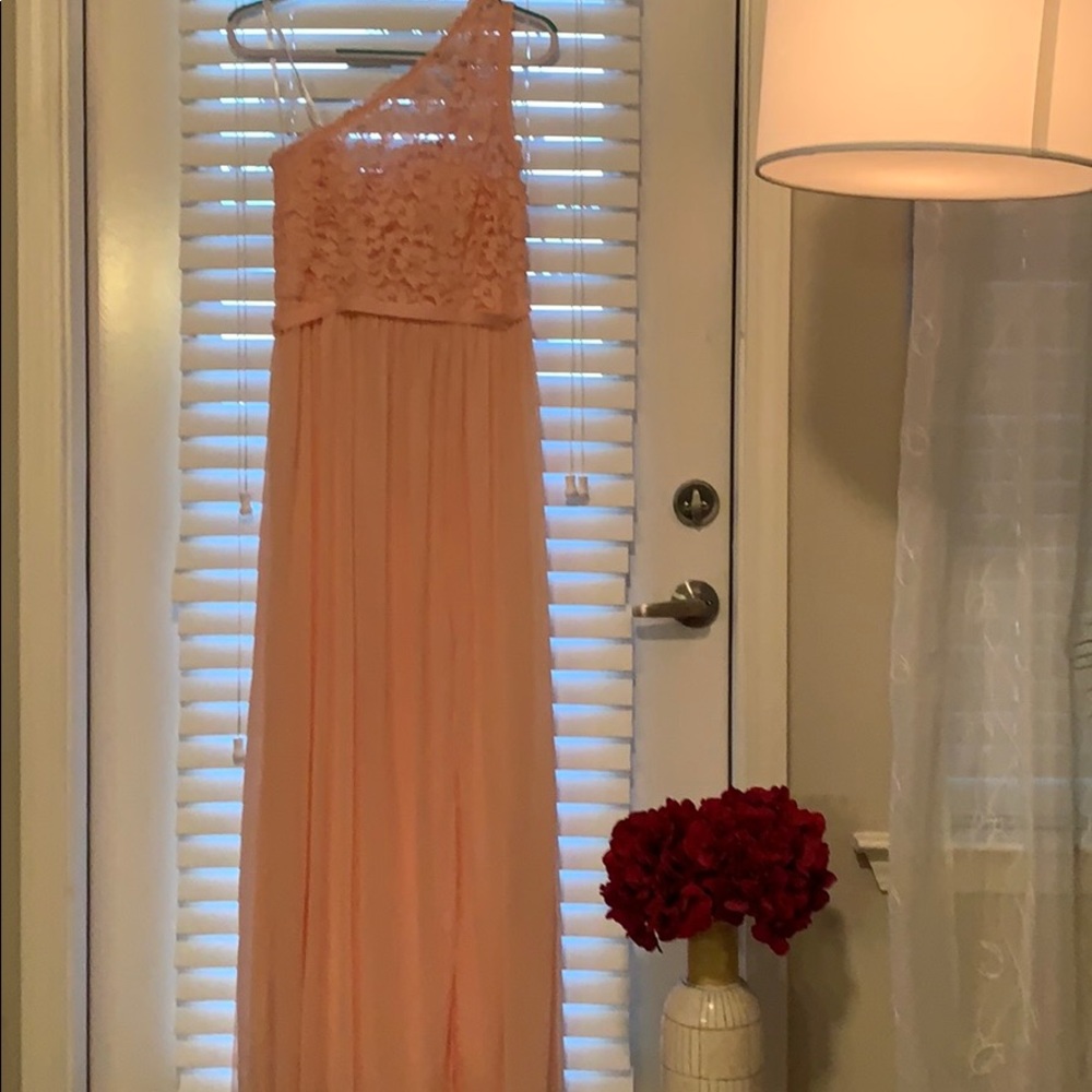 Bellini Long One Shoulder Lace Bridesmaid …